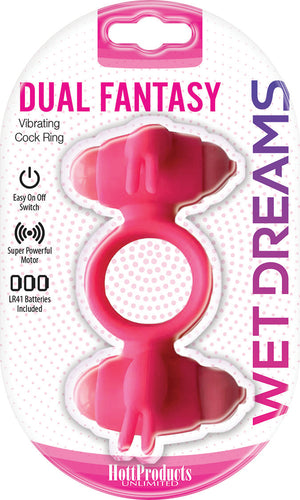 Wet Dreams - Dual Fantasy Cock Ring With Turbo Motors - Pink HTP3266