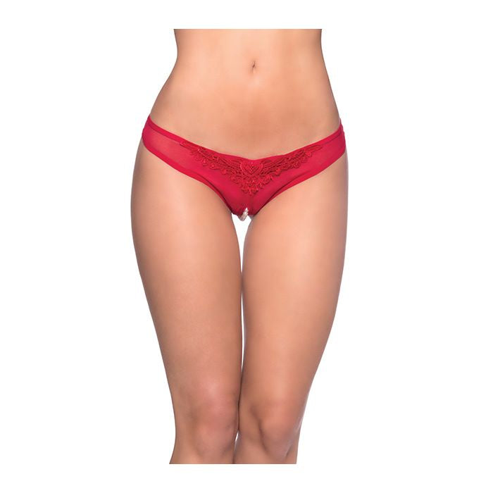 Crotchless Thong w/Pearls O/S