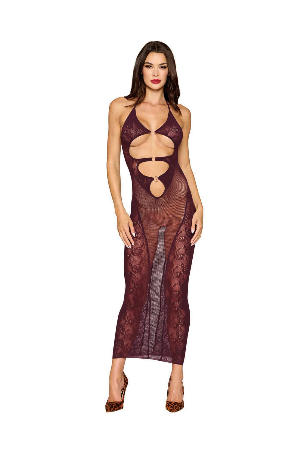 Bodystocking Gown and Shrug Dmnd - One Size - Cherry Lacquer DG-0523BGOS