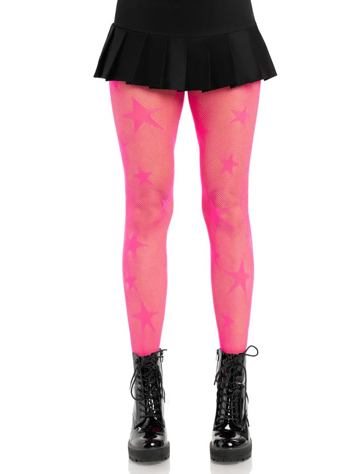 "Star Net Tights - Os - Neon Pink LA-9916NPKOS"