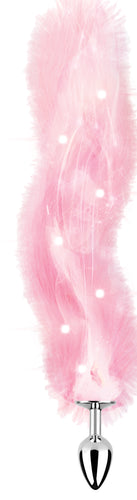 Foxy Tail - Light Up Faux Fur Butt Plug - Pink Plug - Pink HTP3480