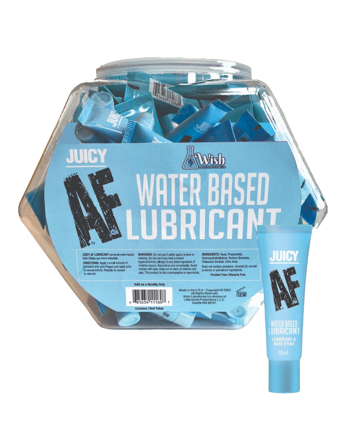 Juicy Af Water Based Lubricant - 10 ml - Pop Display of 65 LG-BT650B