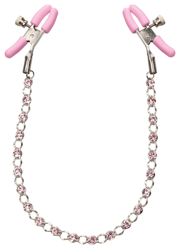 Nipple Play Crystal Chain Nipple Clamps - Pink SE2617102
