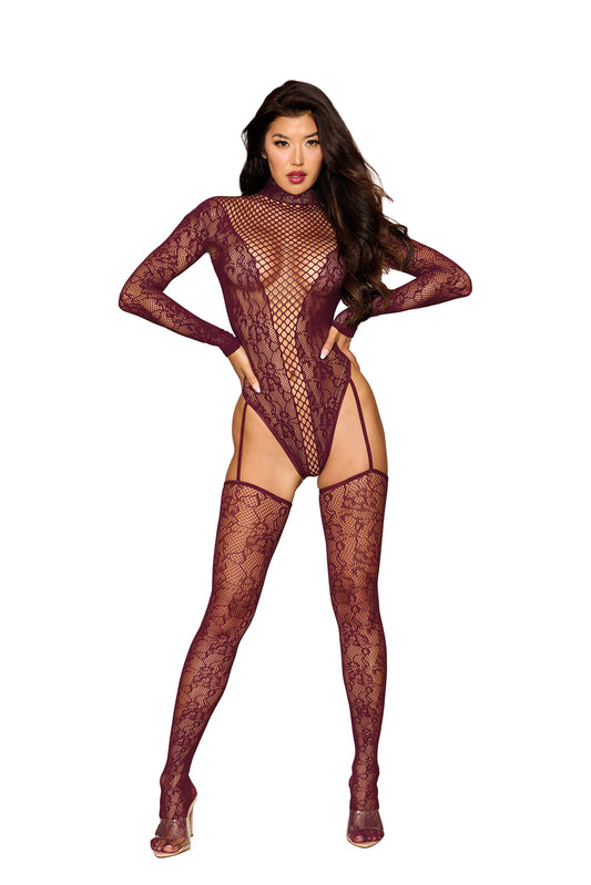 Teddy Bodystocking Dmnd - One Size - Cherry Lacquer DG-0532BRGOS