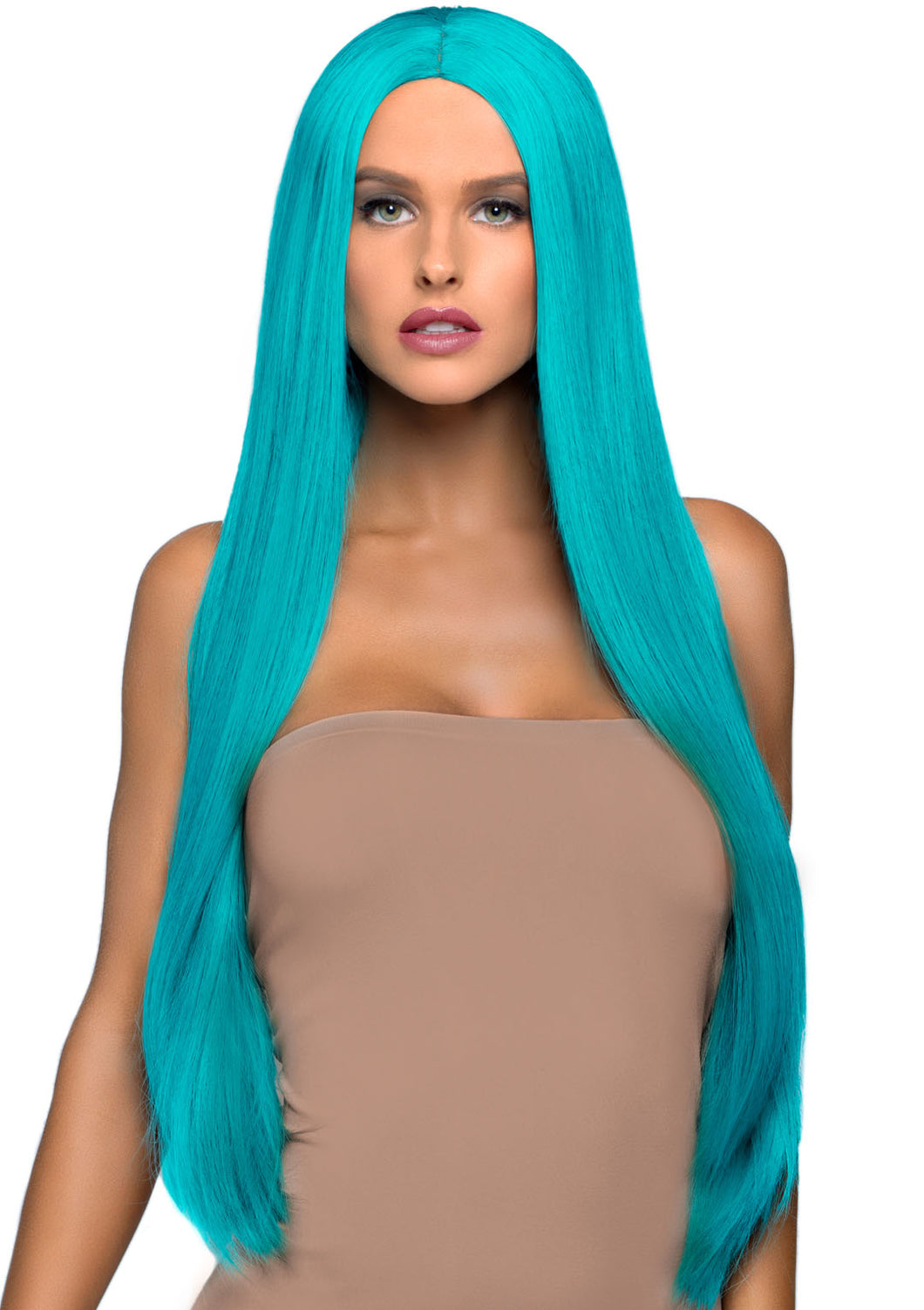 33 Inch Long Straight Center Part Wig - Turquoise LA-A2864TURQ