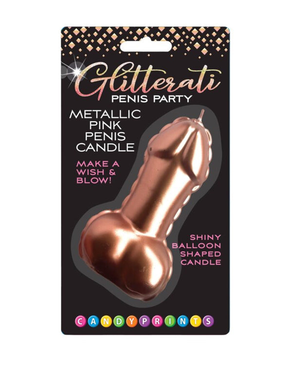 Pink Foil Penis Balloon Candle - Rose Gold LG-CP1245