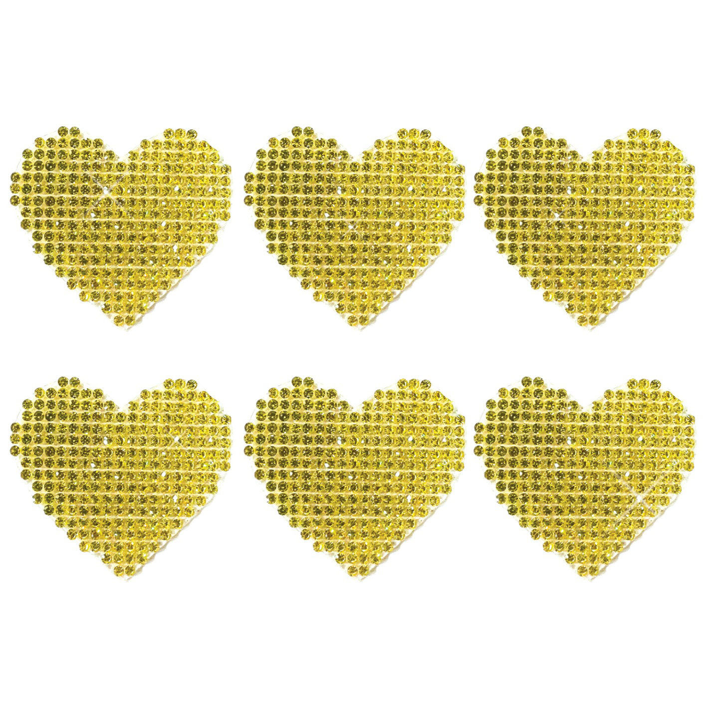 Razzle Dazzle Crystal Jewel Sparkle I Heart U Body Stickers 6 Pk - Gold NN-GLD-RZ-HRT-BS