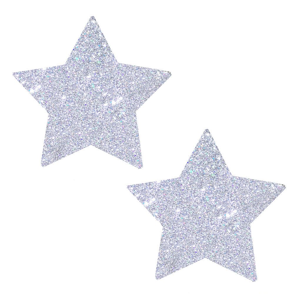 Silver Pixie Dust Glitter Starry Nights Nipztix Pasties NN-SPD-STR-NS