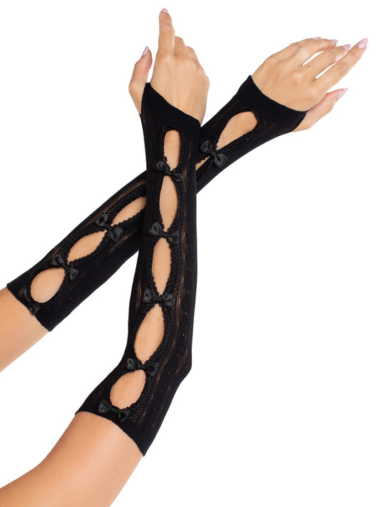 Sweetheart Striped Keyhole Arm Warmers O/s - Black LA-2046BLKOS