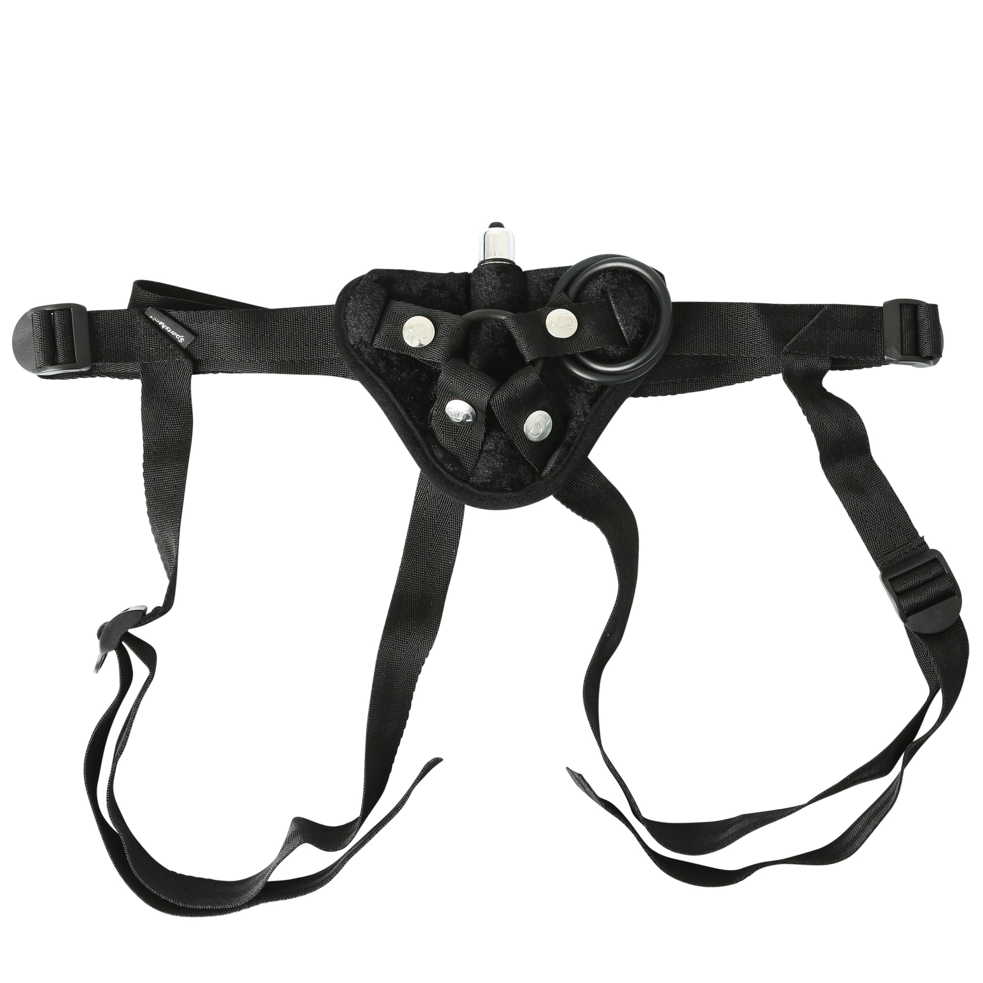"Vibrating Black Velvet Strap On SS690-01"