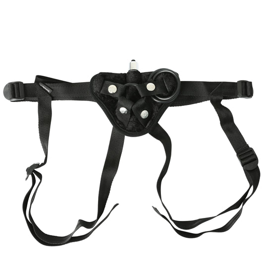 "Vibrating Black Velvet Strap On SS690-01"