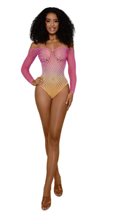 "Ombre Net Bodystocking - Os - Tropical Peach DG-14092TPOS"