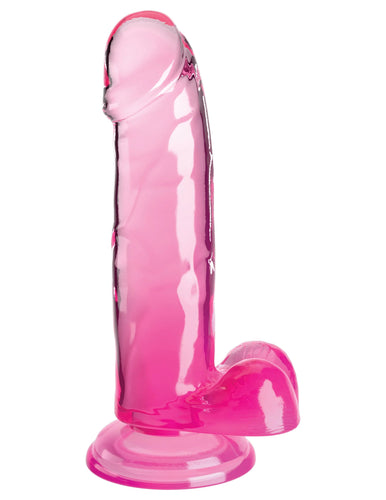 King Cock Clear 7 Inch With Balls - Pink PD5754-11