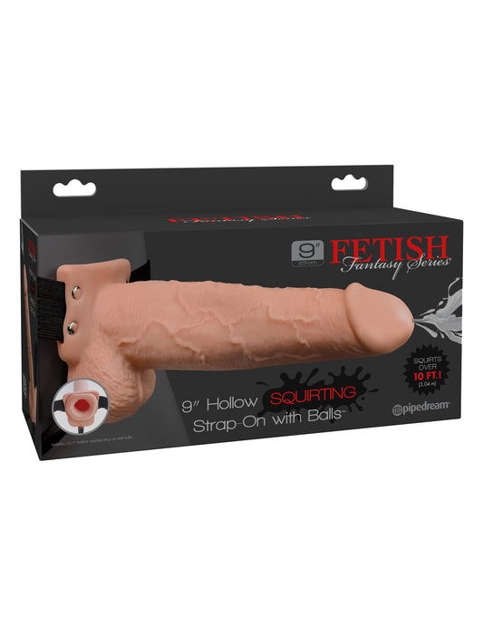 Fetish Fantasy Series 9 Inch Hollow Squirting Strap-on With Balls - Flesh PD3398-21
