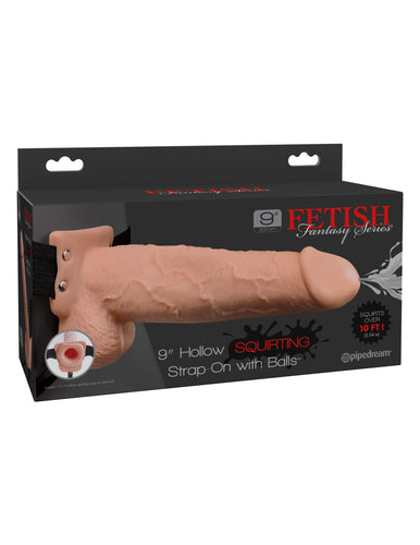 Fetish Fantasy Series 9 Inch Hollow Squirting Strap-on With Balls - Flesh PD3398-21