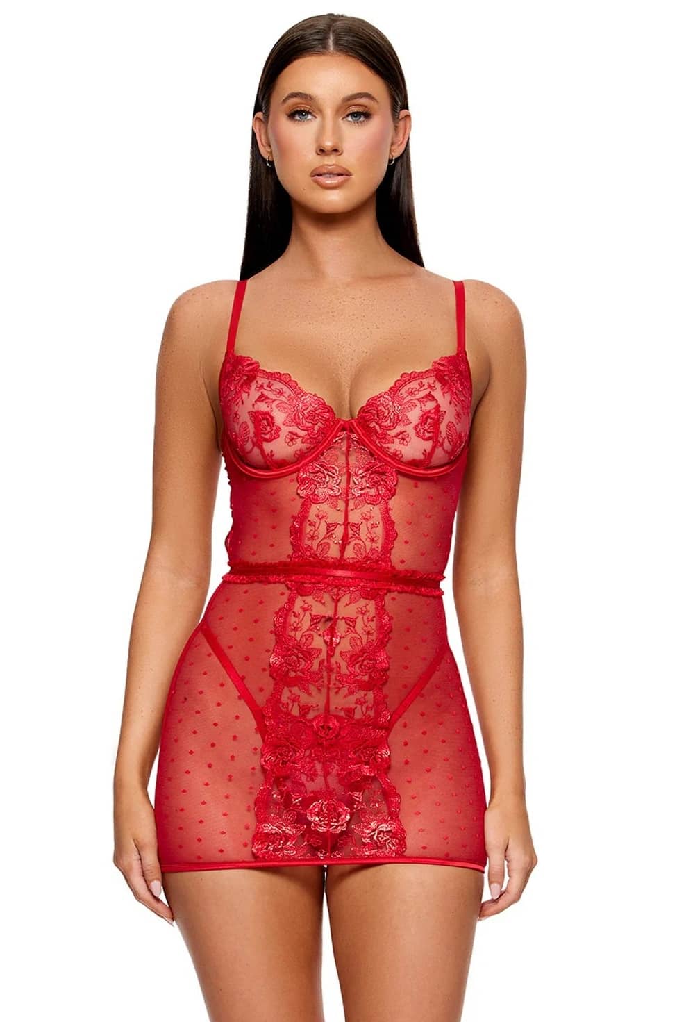 La Vie En Rose Metallic Embroidered Chemise