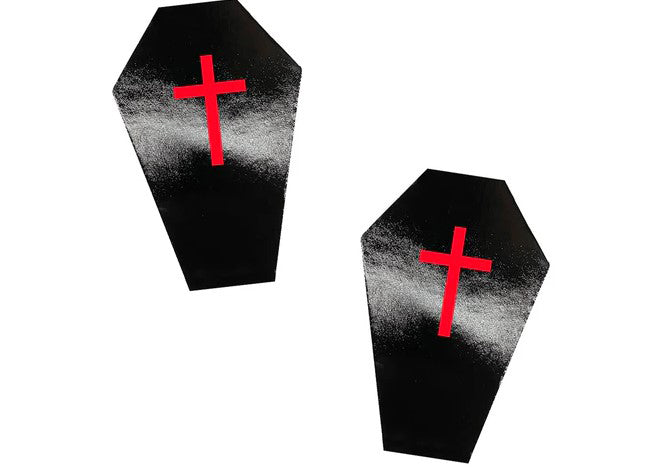 "Dom Squad Wet Vinyl Black Coffin Nipple Cover Pasties NN-RCR-COF"