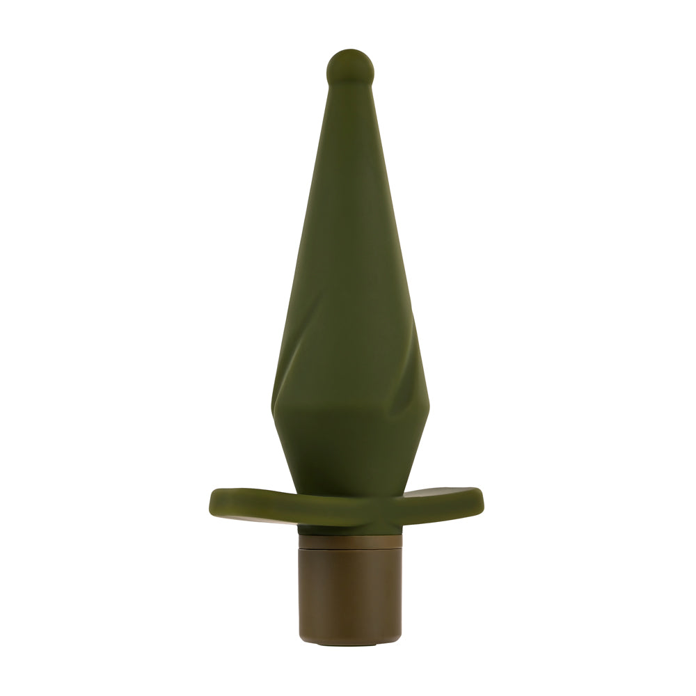 Evolved Novelties green vibrating butt plug made with soft silicone for comfortable use