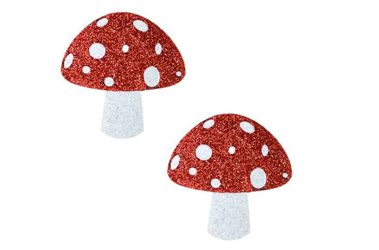 "Almost Emoji Sparkly Red Shroom Nipple Cover Pasties NN-CM-SHR-NS"