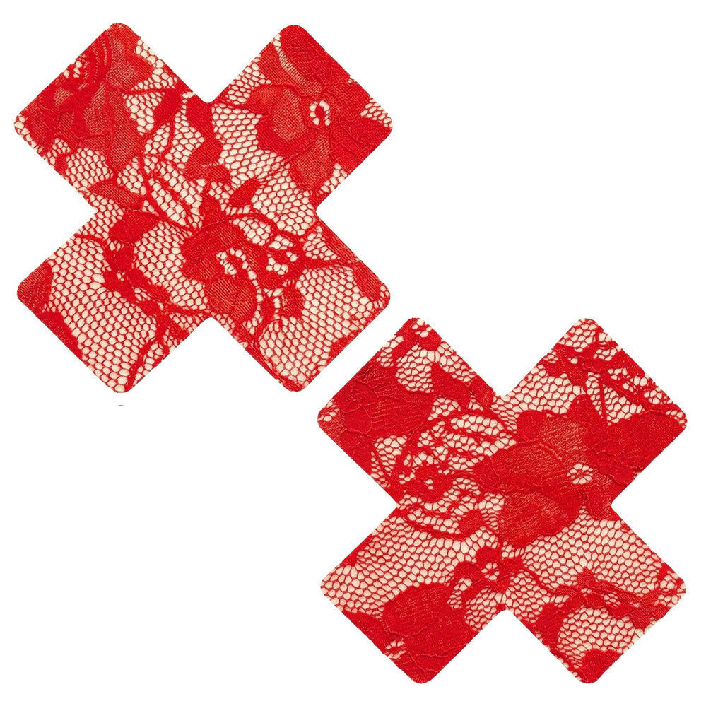 "Red Lace X Nipple Cover Pasties NN-RED-LAC-XF"