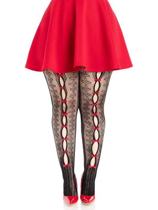 "Plus Sweetheart Striped Tights - Os - Black/red LA-9733XBRD1X2"