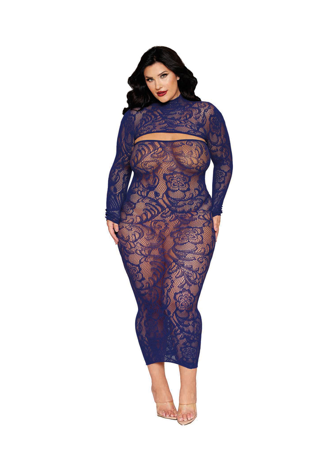 Bodystocking Gown and Shrug Dmnd - Queen - Eclipse DG-0525XBLQS