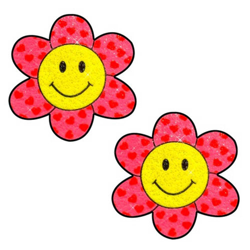 Freaking Awesome Smiley Flower Power Glitter  Nipple Cover Pasties NN-FA-SMI-SNS