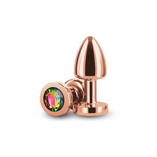 Petite rose gold butt plug with a dazzling gemstone accent for decorative enjoyment