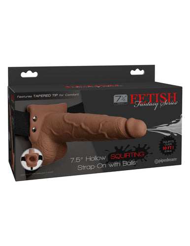 Fetish Fantasy Series 7.5 Inch Hollow Squirting Strap-on With Balls - PD3397-22