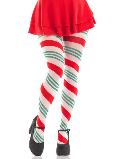 Lane Holiday Ribbon Striped Tights - Green/red - Os LA-7955SPMOS