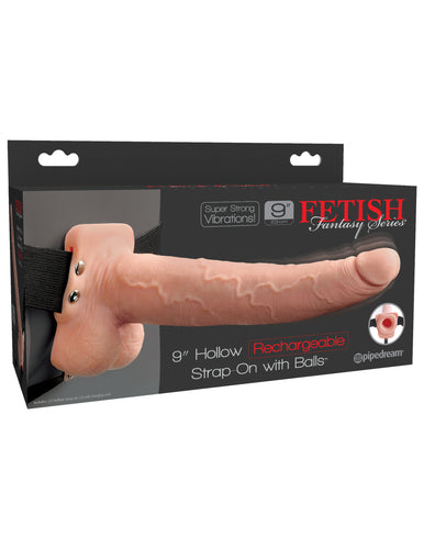 Fetish Fantasy Series 9 Inch Hollow Rechargeable Strap-on With Balls - Flesh PD3392-21