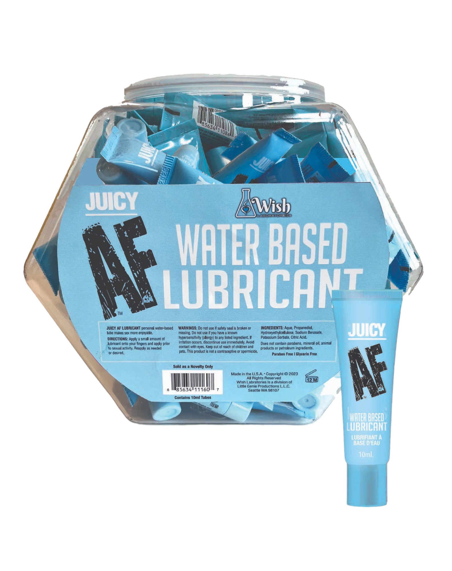 Juicy Af Water Based Lubricant - 10 ml - Pop Display of 65 LG-BT650B