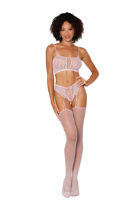 Bralette and Garter Hose - One Size - Pink DG-0425PNKOS