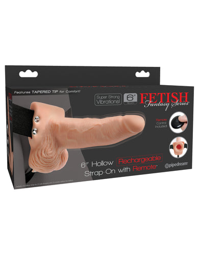 Fetish Fantasy Series 6 Inch Hollow Rechargeable Strap-on With Remote - Flesh PD3395-21