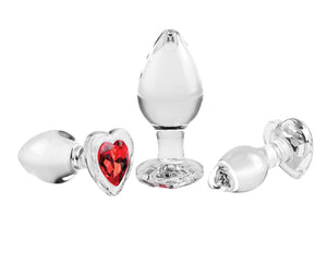 Red Heart Gem Glass Plug Set AE-WF-1126-2